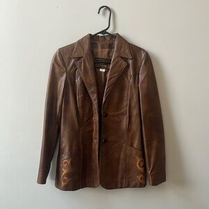 Vintage Brown Leather Blazer, Altman of Dallas